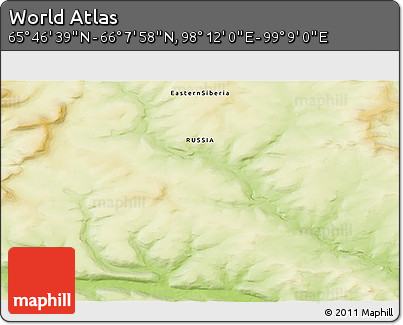 Physical 3D Map of the Area around 65° 57' 19" N, 98° 40' 30" E
