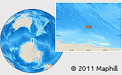 Shaded Relief Location Map of the area around 65° 6' 3" S, 153° 55' 30" E