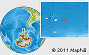 Physical Location Map of the area around 65° 25' 22" S, 88° 19' 29" W