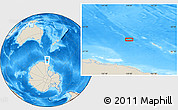 Shaded Relief Location Map of the area around 65° 44' 34" S, 159° 1' 30" E