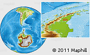 Physical Location Map of the area around 65° 44' 34" S, 61° 7' 30" W