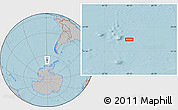 Gray Location Map of the area around 65° 44' 34" S, 89° 10' 30" W, hill shading