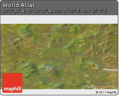 Satellite 3D Map of the Area around 66° 16' 20" N, 103° 46' 30" E