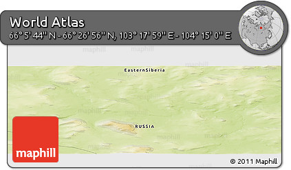 Physical Panoramic Map of the Area around 66° 16' 20" N, 103° 46' 30" E