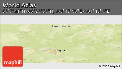 Physical Panoramic Map of the Area around 66° 16' 20" N, 103° 46' 30" E