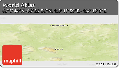 Physical Panoramic Map of the Area around 66° 16' 20" N, 103° 46' 30" E