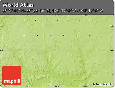 Physical Map of the Area around 66° 16' 20" N, 106° 10' 30" W