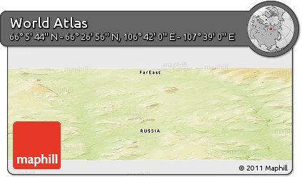 Physical Panoramic Map of the Area around 66° 16' 20" N, 107° 10' 30" E