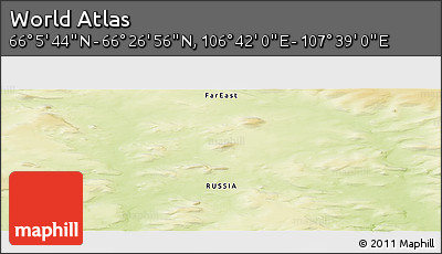 Physical Panoramic Map of the Area around 66° 16' 20" N, 107° 10' 30" E