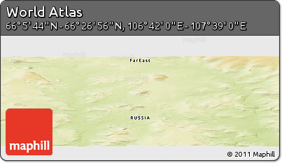 Physical Panoramic Map of the Area around 66° 16' 20" N, 107° 10' 30" E