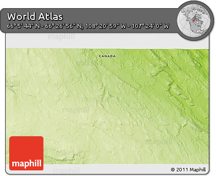 Physical 3D Map of the Area around 66° 16' 20" N, 107° 52' 30" W