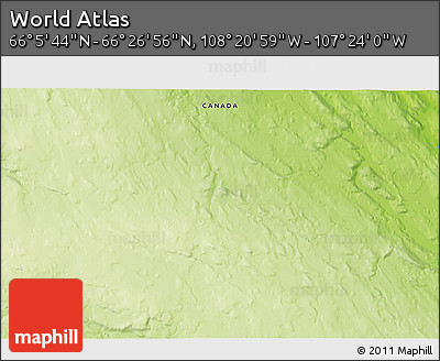 Physical 3D Map of the Area around 66° 16' 20" N, 107° 52' 30" W