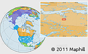 Political Location Map of the area around 66° 16' 20" N, 107° 52' 30" W