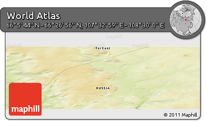 Physical Panoramic Map of the Area around 66° 16' 20" N, 108° 1' 30" E