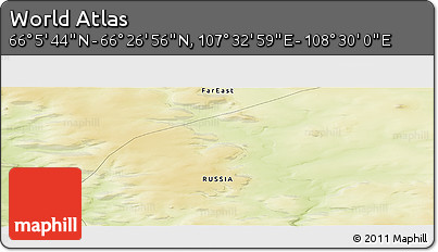 Physical Panoramic Map of the Area around 66° 16' 20" N, 108° 1' 30" E
