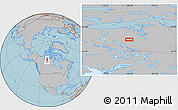 Gray Location Map of the area around 66° 16' 20" N, 109° 34' 29" W, hill shading