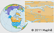 Political Location Map of the area around 66° 16' 20" N, 109° 34' 29" W