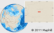 Shaded Relief Location Map of the area around 66° 16' 20" N, 111° 25' 30" E