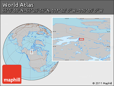 Gray Location Map of the Area around 66° 16' 20" N, 117° 13' 29" W