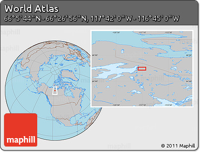 Gray Location Map of the Area around 66° 16' 20" N, 117° 13' 29" W