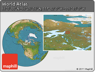 Satellite Location Map of the Area around 66° 16' 20" N, 117° 13' 29" W