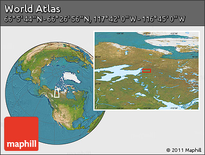 Satellite Location Map of the Area around 66° 16' 20" N, 117° 13' 29" W