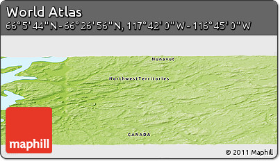 Physical Panoramic Map of the Area around 66° 16' 20" N, 117° 13' 29" W