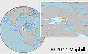 Gray Location Map of the area around 66° 16' 20" N, 118° 55' 30" W, hill shading