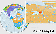 Political Location Map of the area around 66° 16' 20" N, 118° 55' 30" W