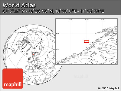 Blank Location Map of the Area around 66° 16' 20" N, 11° 7' 30" E