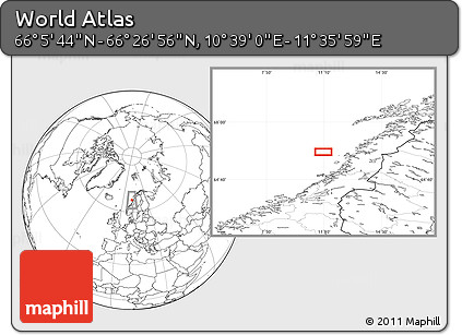 Blank Location Map of the Area around 66° 16' 20" N, 11° 7' 30" E