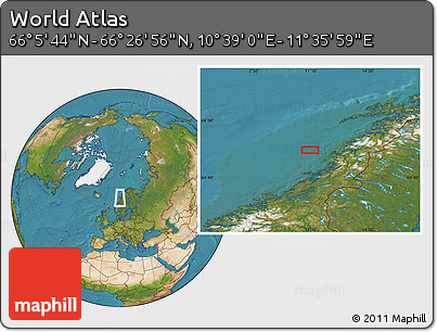 Satellite Location Map of the Area around 66° 16' 20" N, 11° 7' 30" E