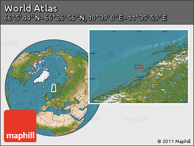 Satellite Location Map of the Area around 66° 16' 20" N, 11° 7' 30" E
