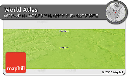 Physical Panoramic Map of the Area around 66° 16' 20" N, 121° 37' 30" E