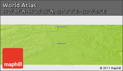Physical Panoramic Map of the Area around 66° 16' 20" N, 121° 37' 30" E
