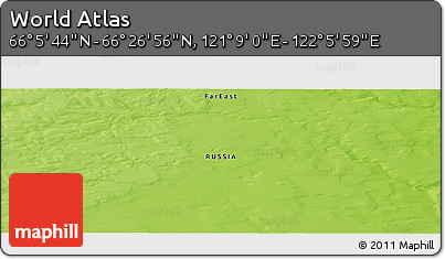 Physical Panoramic Map of the Area around 66° 16' 20" N, 121° 37' 30" E