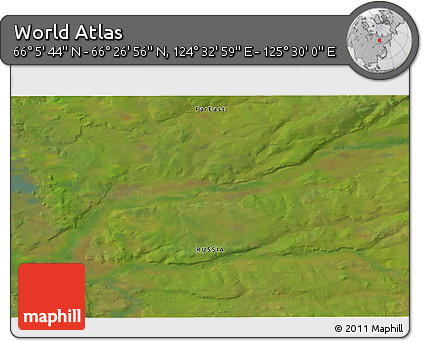 Satellite 3D Map of the Area around 66° 16' 20" N, 125° 1' 30" E