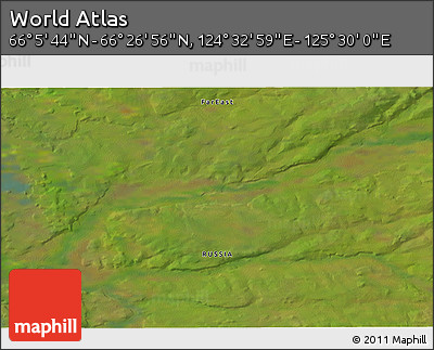 Satellite 3D Map of the Area around 66° 16' 20" N, 125° 1' 30" E