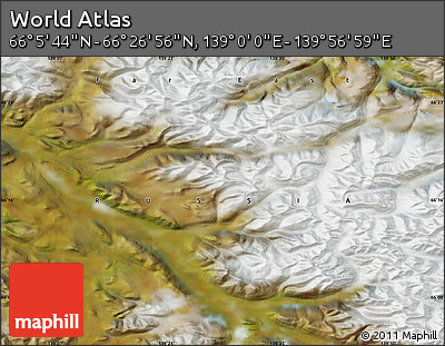 Satellite Map of the Area around 66° 16' 20" N, 139° 28' 29" E