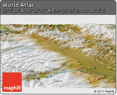 Satellite 3D Map of the Area around 66° 16' 20" N, 140° 19' 29" E