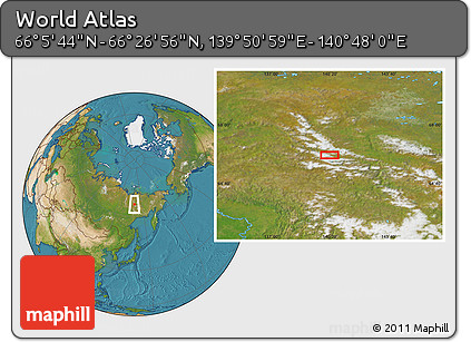 Satellite Location Map of the Area around 66° 16' 20" N, 140° 19' 29" E