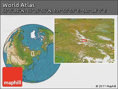 Satellite Location Map of the Area around 66° 16' 20" N, 140° 19' 29" E