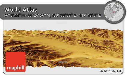 Physical Panoramic Map of the Area around 66° 16' 20" N, 140° 19' 29" E