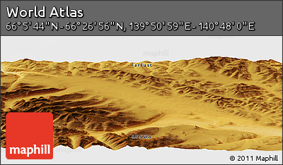 Physical Panoramic Map of the Area around 66° 16' 20" N, 140° 19' 29" E