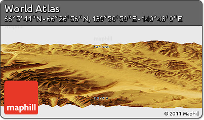 Physical Panoramic Map of the Area around 66° 16' 20" N, 140° 19' 29" E