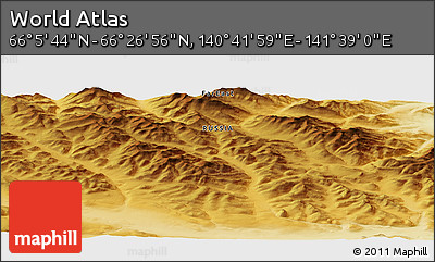 Physical Panoramic Map of the Area around 66° 16' 20" N, 141° 10' 30" E