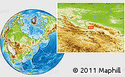 Physical Location Map of the area around 66° 16' 20" N, 143° 43' 29" E