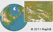 Satellite Location Map of the area around 66° 16' 20" N, 143° 43' 29" E