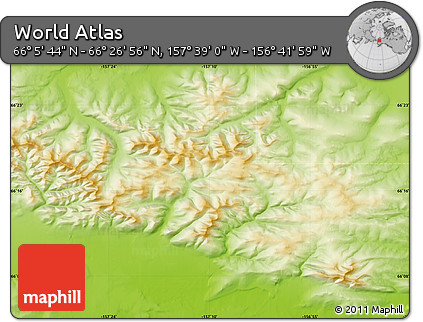 Physical Map of the Area around 66°&nbsp;16'&nbsp;20"&nbsp;N,&nbsp;157°&nbsp;10'&nbsp;30"&nbsp;W