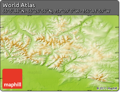 Physical Map of the Area around 66°&nbsp;16'&nbsp;20"&nbsp;N,&nbsp;157°&nbsp;10'&nbsp;30"&nbsp;W